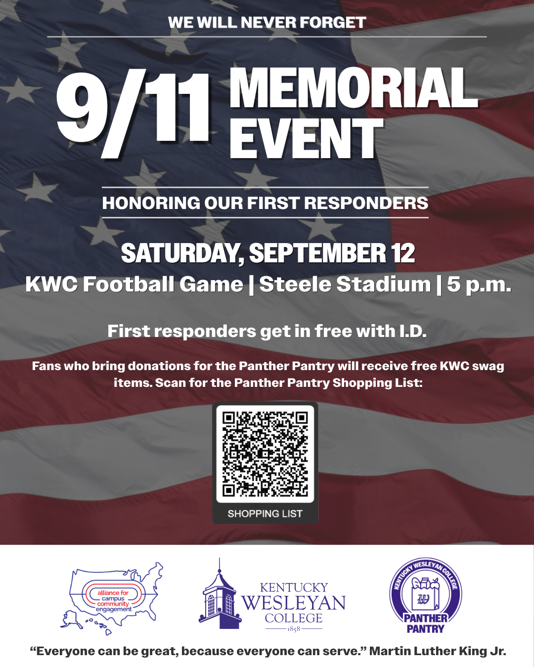 9/11 Memorial Event and Pantry Drive